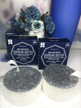 Spongelle Men's Cedar Absolute BUNDLE! Supreme Triple Butter Sponge x 2 *BNIB